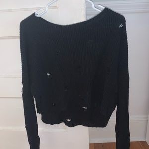 Urban Outfitters distressed black cropped sweater